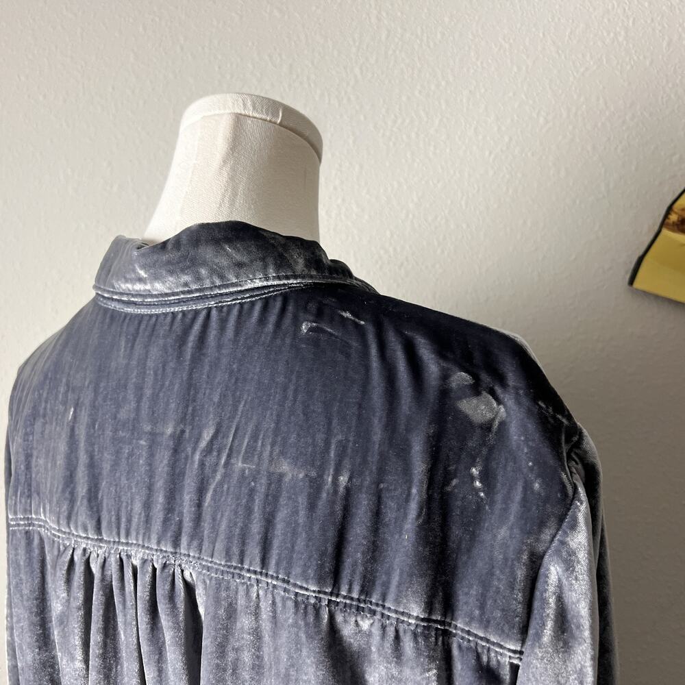 pilcro anthropologie hadley purple relaxed velvet buttondown shirt blouse - Picture 7 of 10